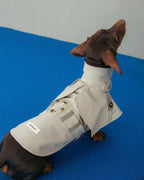 Dachshund Trenchcoat, Khakifarbener karierter Hunde-Regenmantel, winddichte Haustierjacke für langrückige Hunde