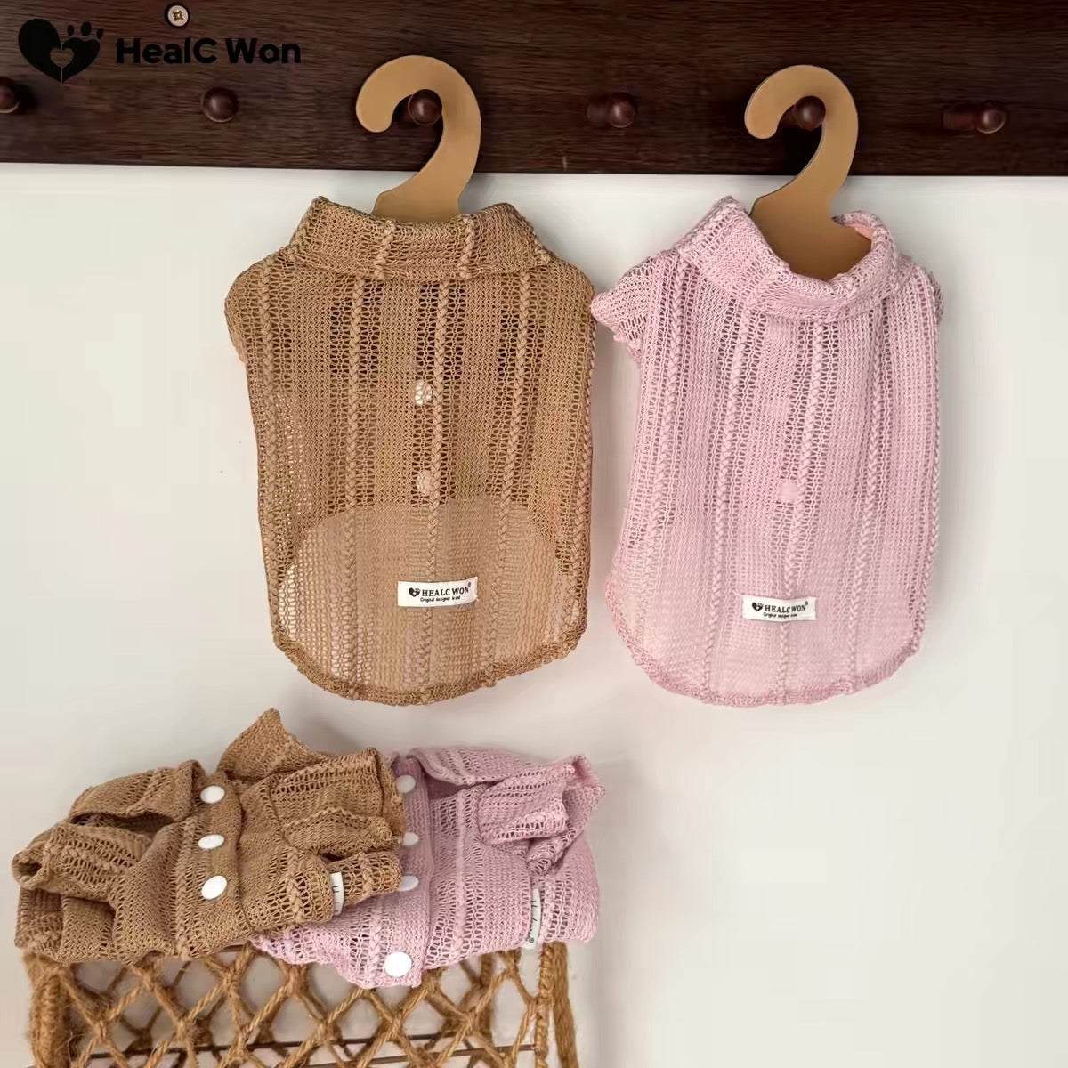 Open-Knit Collared Dog Shirt