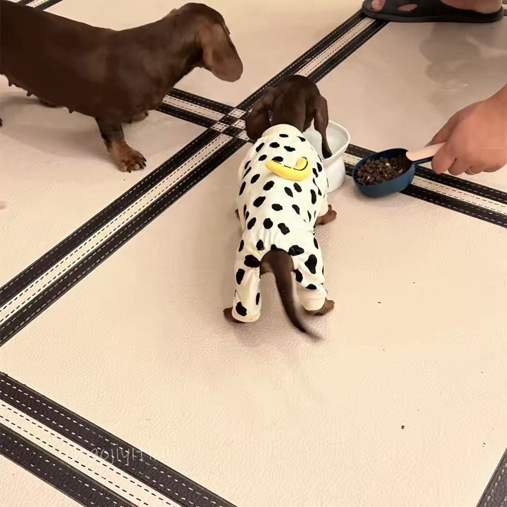 Banana Milk Cow Print Dog Onesie Pajamas - Dapper Weenie Co