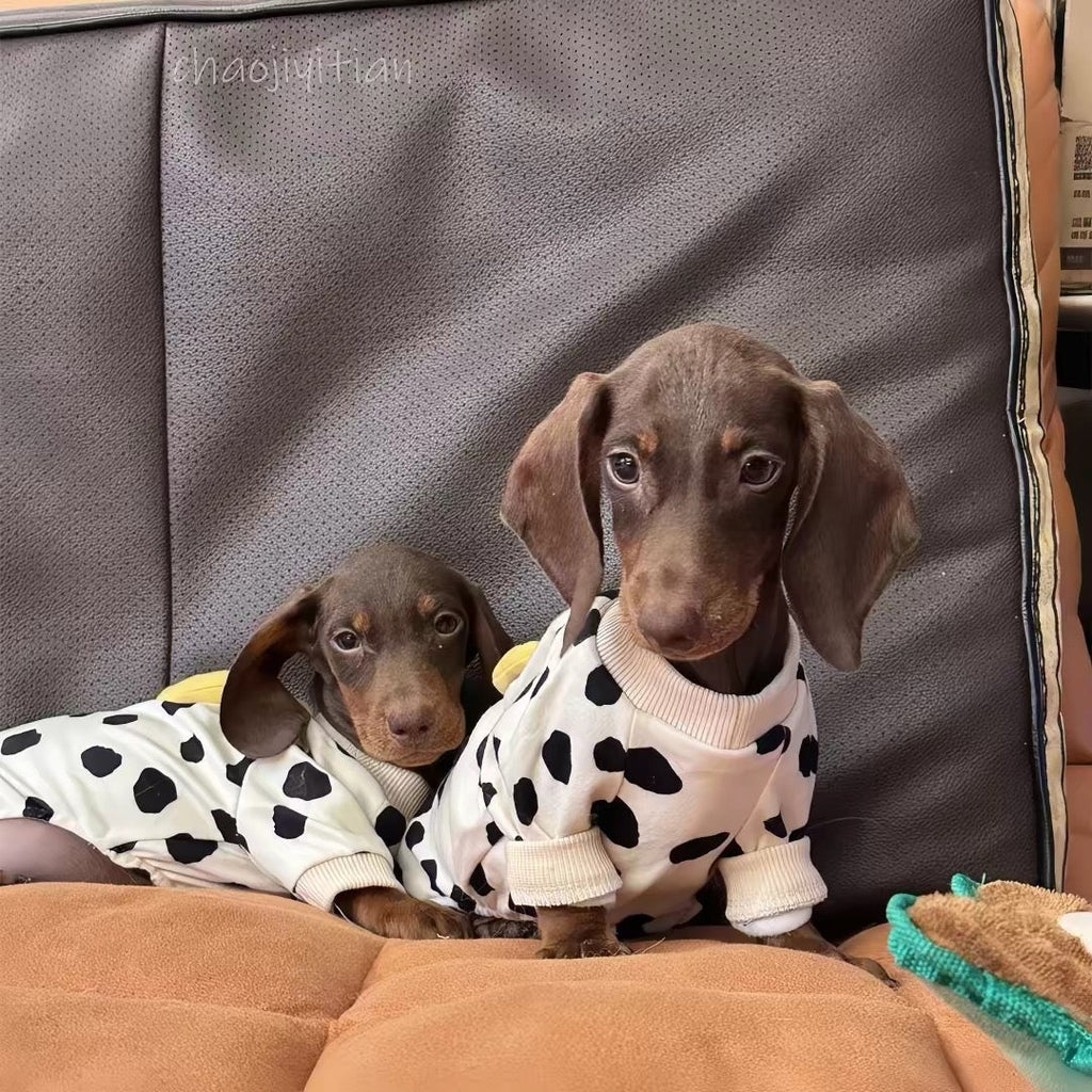 Banana Milk Cow Print Dog Onesie Pajamas - Dapper Weenie Co