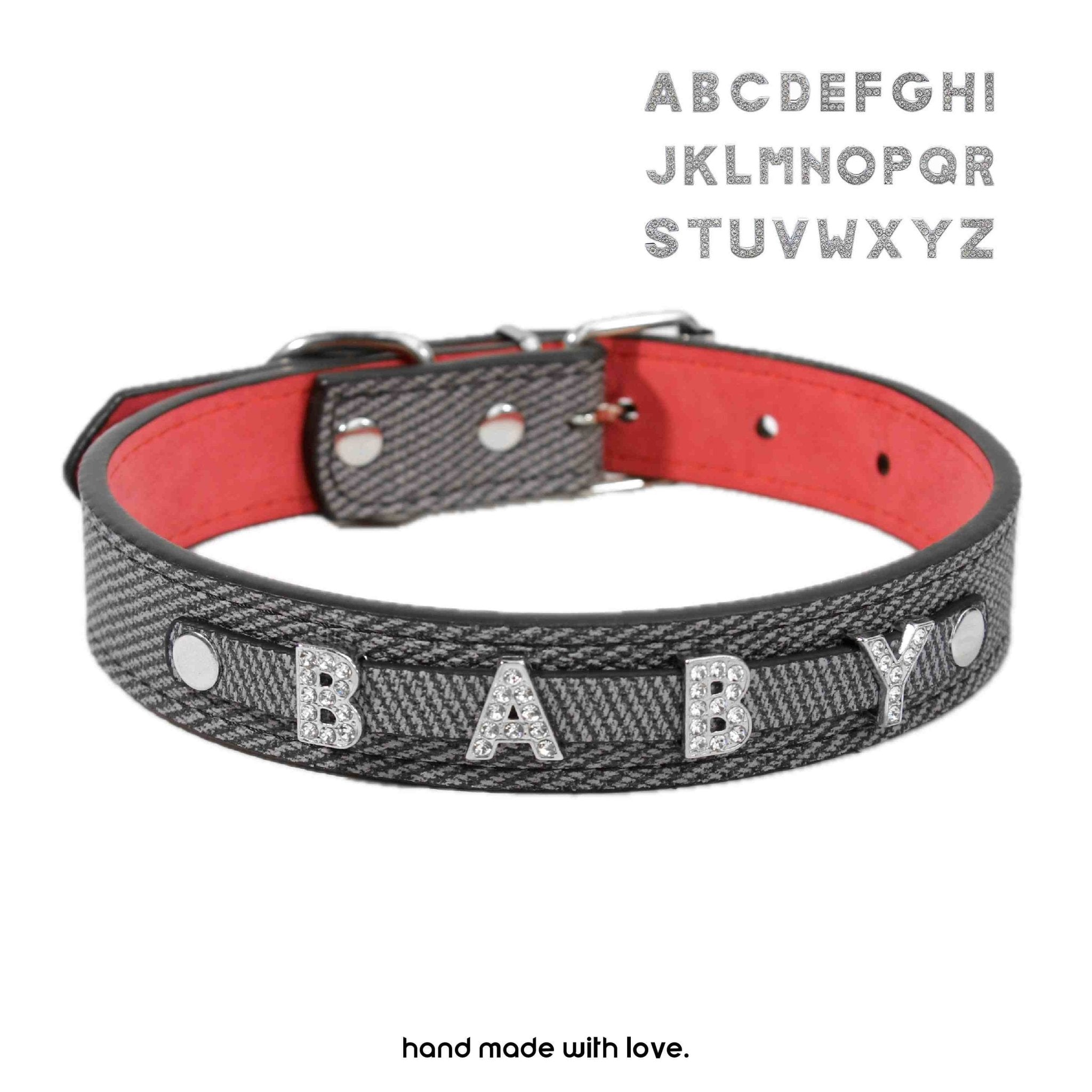 Custom Name | Vintage Denim Rhinestone Pet Collar - Dapper Weenie Co