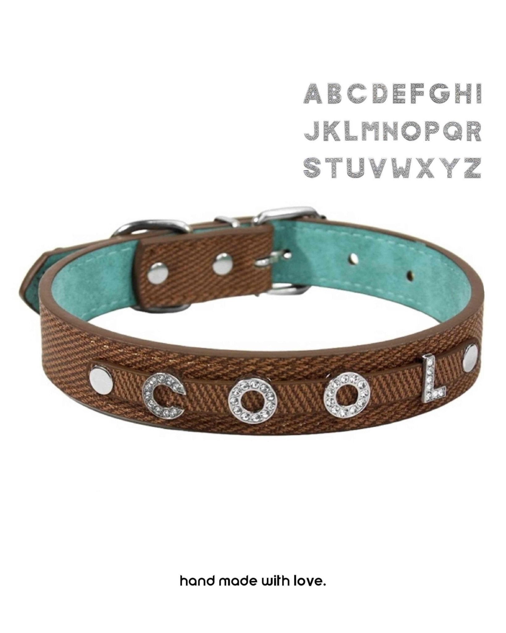 Custom Name | Vintage Denim Rhinestone Pet Collar - Dapper Weenie Co