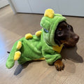 Cute Green Dinosaur Plush Dog Jumpsuit with Hood - Dapper Weenie Co
