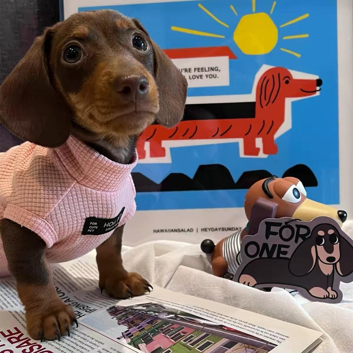 Dusty Pink Waffle Knit Dog Vest Shirt - Dapper Weenie Co