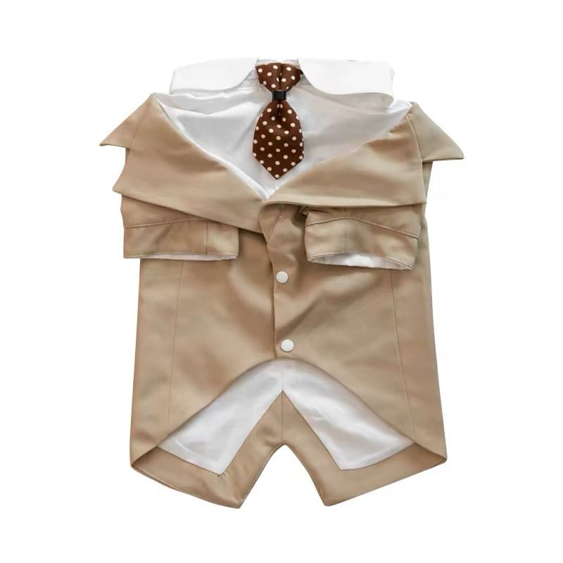 Gentleman Pet Suit Outfit with Shirt Collar & Tie - Dapper Weenie Co