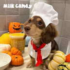 Little Chef Dog Costume Set - White Chef Hat & Apron Bib - Dapper Weenie Co