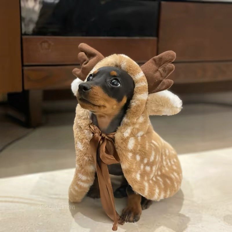 Plush Christmas Reindeer Dog Cape - Dapper Weenie Co