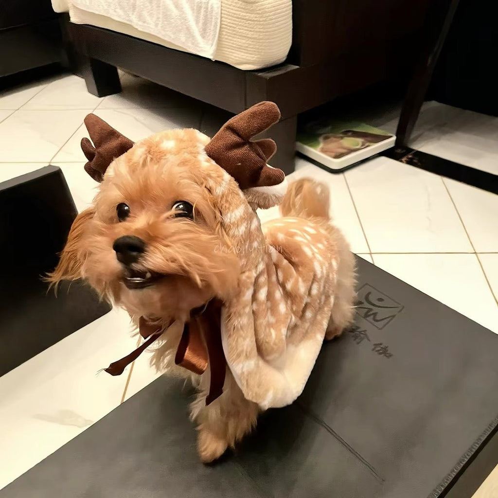 Plush Christmas Reindeer Dog Cape - Dapper Weenie Co