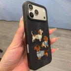 Premium Embroidered Dachshund Leather iPhone Case - Dapper Weenie Co
