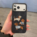 Premium Embroidered Dachshund Leather iPhone Case - Dapper Weenie Co