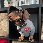 Red Heart Grey Knit Dog Cardigan Sweater - Dapper Weenie Co