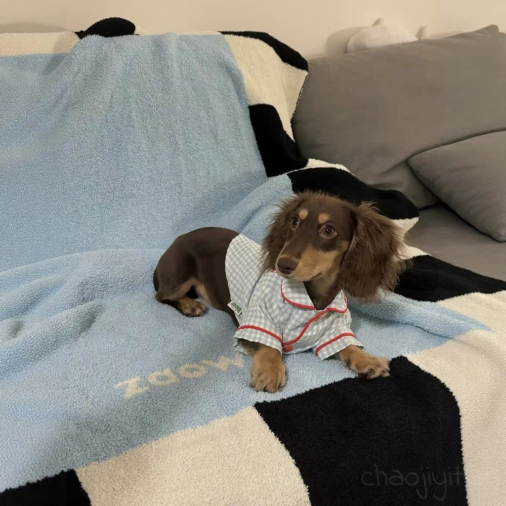 Retro Baby Blue Plaid Dog Pajamas - Dapper Weenie Co