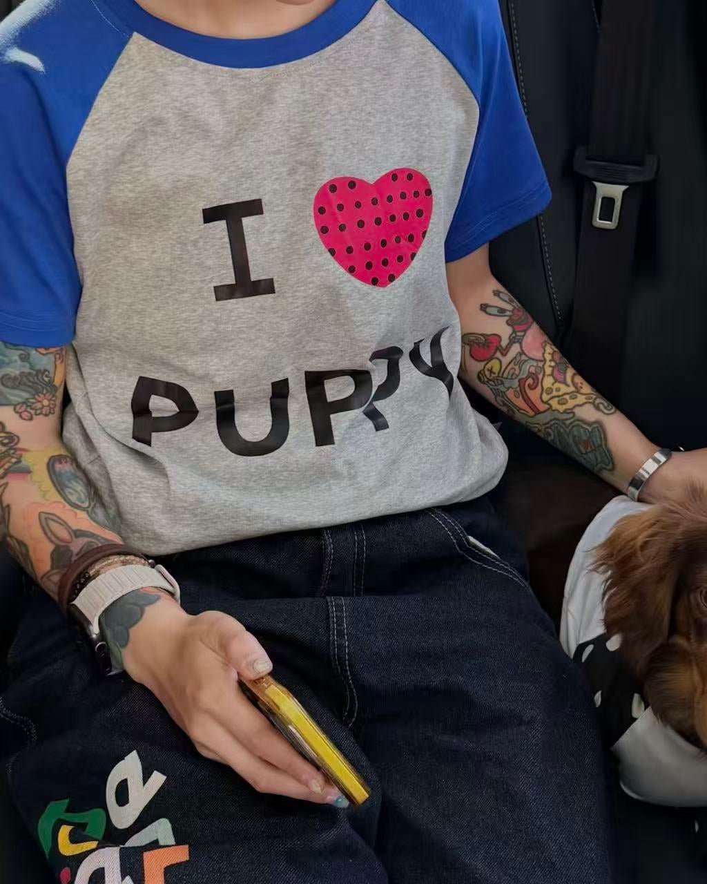 The "I Heart Mom" Dog Raglan Tee - Dapper Weenie Co