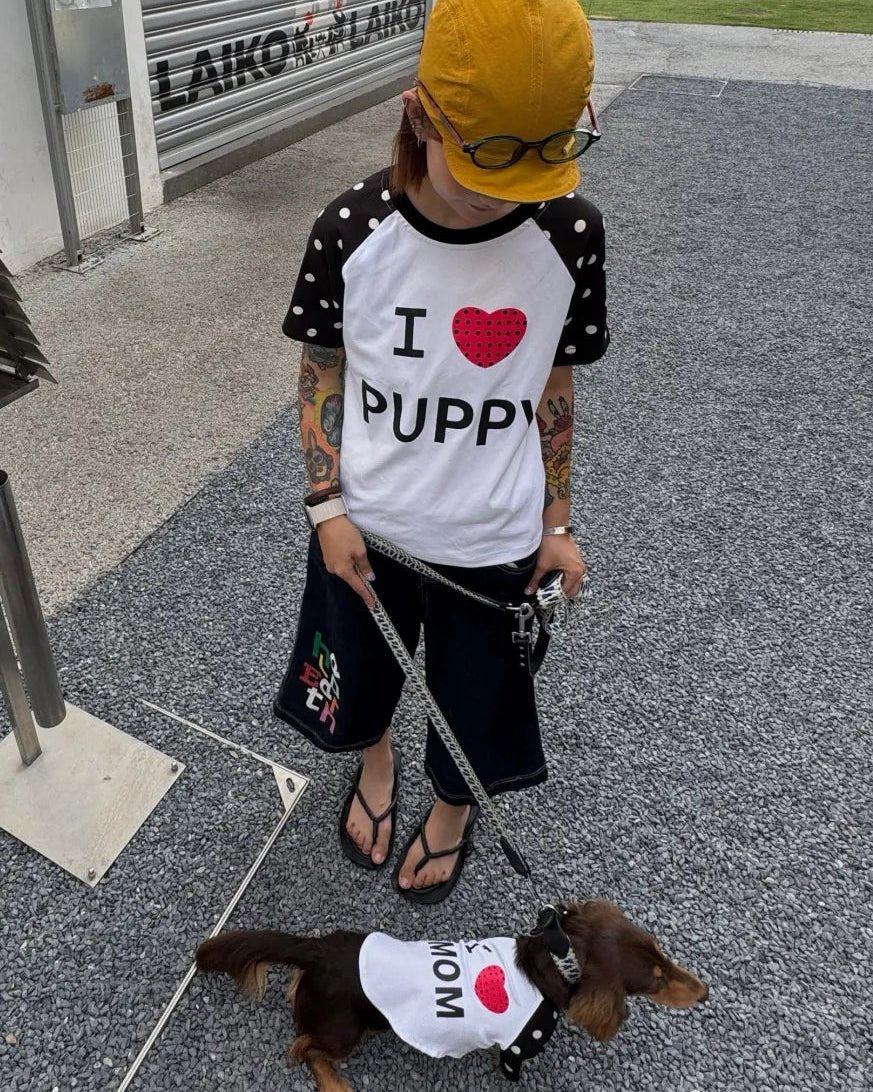 The "I Heart Mom" Dog Raglan Tee - Dapper Weenie Co