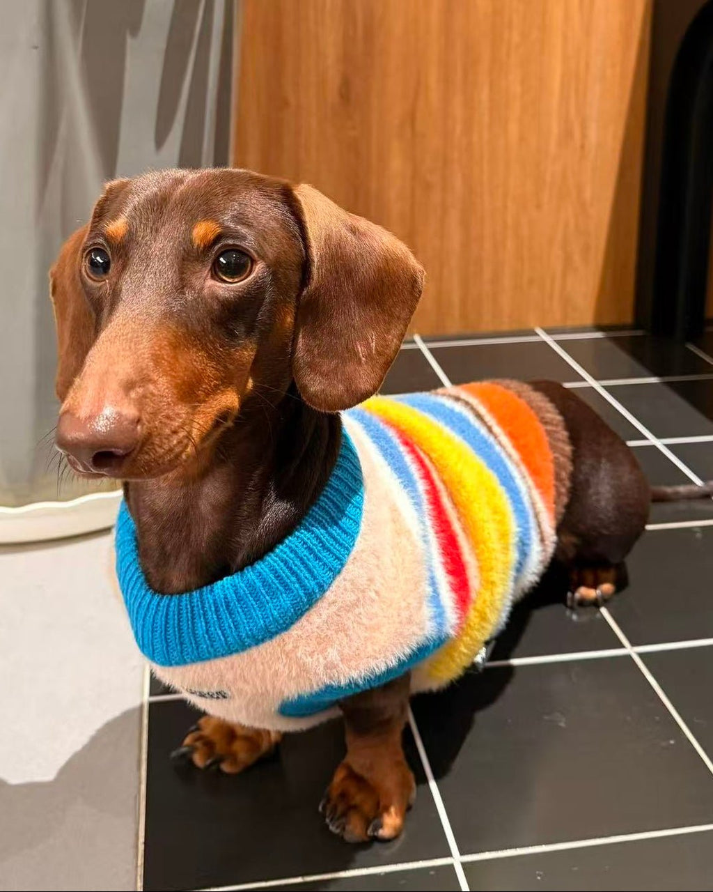 The Retro Stripe Mock - Neck Sweater - Dapper Weenie Co