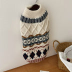 Vintage Argyle & Cable Knit Pet Sweater - Dapper Weenie Co
