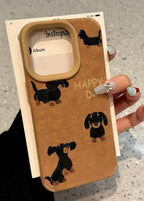 Vintage Suede Dachshund Pattern iPhone Case - Dapper Weenie Co