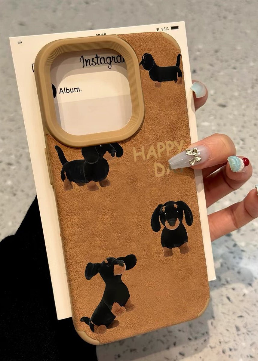 Vintage Suede Dachshund Pattern iPhone Case - Dapper Weenie Co