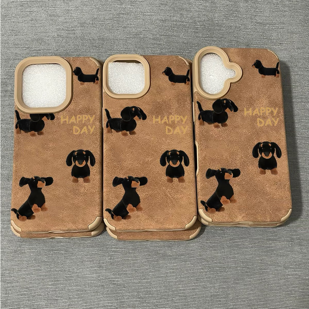 Vintage Suede Dachshund Pattern iPhone Case - Dapper Weenie Co