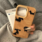 Vintage Suede Dachshund Pattern iPhone Case - Dapper Weenie Co