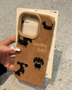 Vintage Suede Dachshund Pattern iPhone Case - Dapper Weenie Co